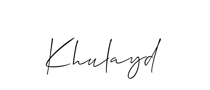 Design your own signature with our free online signature maker. With this signature software, you can create a handwritten (Allison_Script) signature for name Khulayd. Khulayd signature style 2 images and pictures png
