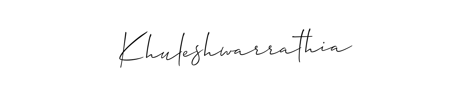 Use a signature maker to create a handwritten signature online. With this signature software, you can design (Allison_Script) your own signature for name Khuleshwarrathia. Khuleshwarrathia signature style 2 images and pictures png