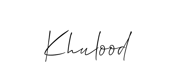 It looks lik you need a new signature style for name Khulood. Design unique handwritten (Allison_Script) signature with our free signature maker in just a few clicks. Khulood signature style 2 images and pictures png