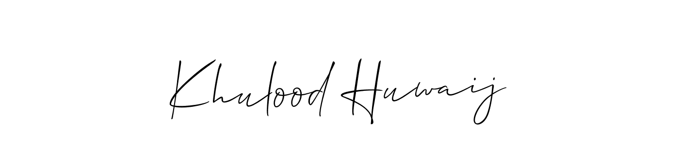 How to make Khulood Huwaij name signature. Use Allison_Script style for creating short signs online. This is the latest handwritten sign. Khulood Huwaij signature style 2 images and pictures png