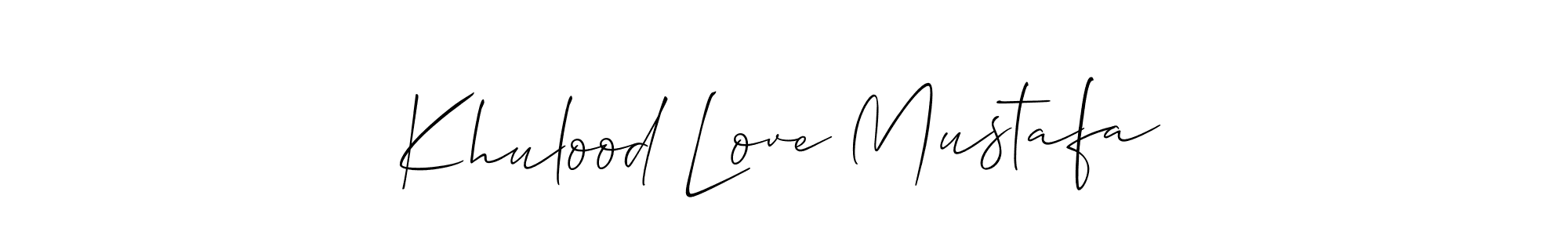 Make a beautiful signature design for name Khulood Love Mustafa. With this signature (Allison_Script) style, you can create a handwritten signature for free. Khulood Love Mustafa signature style 2 images and pictures png