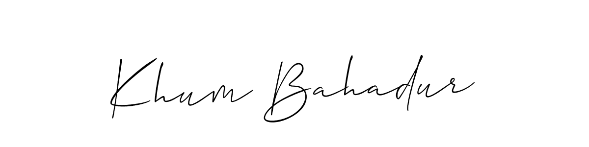 It looks lik you need a new signature style for name Khum Bahadur. Design unique handwritten (Allison_Script) signature with our free signature maker in just a few clicks. Khum Bahadur signature style 2 images and pictures png