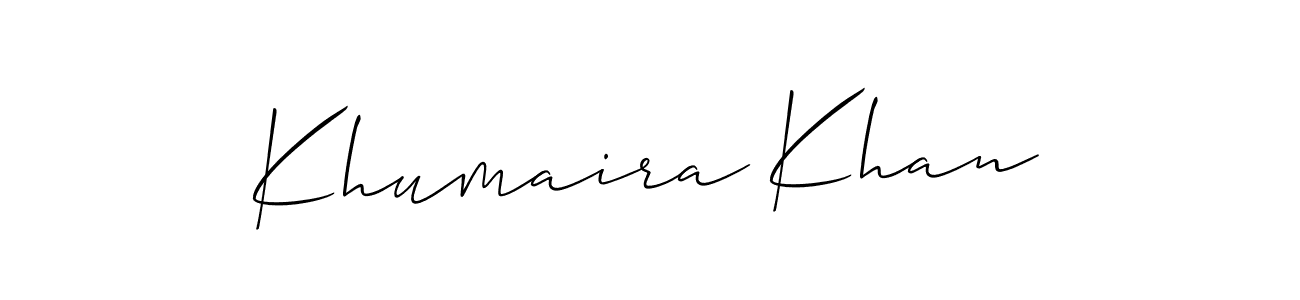 if you are searching for the best signature style for your name Khumaira Khan. so please give up your signature search. here we have designed multiple signature styles  using Allison_Script. Khumaira Khan signature style 2 images and pictures png
