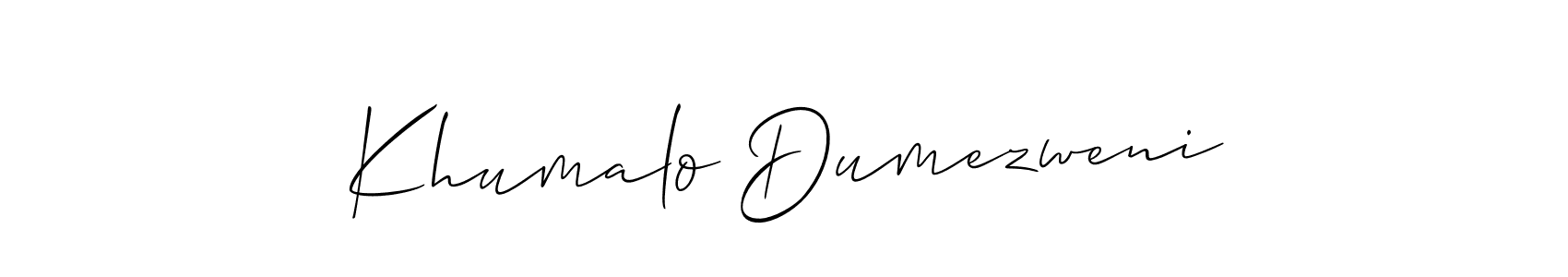 Also You can easily find your signature by using the search form. We will create Khumalo Dumezweni name handwritten signature images for you free of cost using Allison_Script sign style. Khumalo Dumezweni signature style 2 images and pictures png