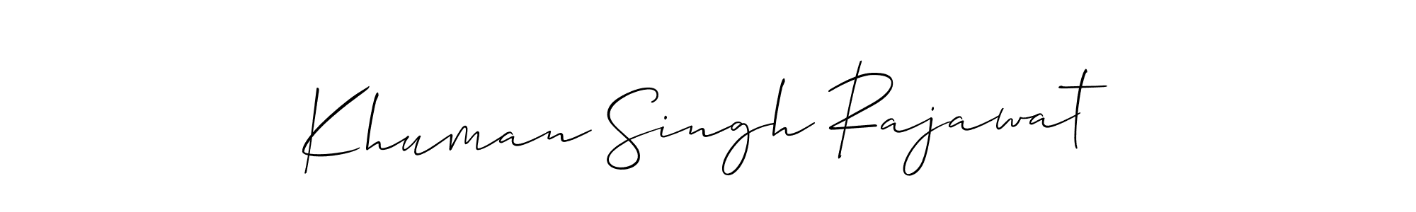 Create a beautiful signature design for name Khuman Singh Rajawat. With this signature (Allison_Script) fonts, you can make a handwritten signature for free. Khuman Singh Rajawat signature style 2 images and pictures png