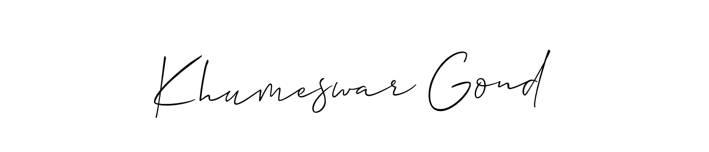 You should practise on your own different ways (Allison_Script) to write your name (Khumeswar Gond) in signature. don't let someone else do it for you. Khumeswar Gond signature style 2 images and pictures png