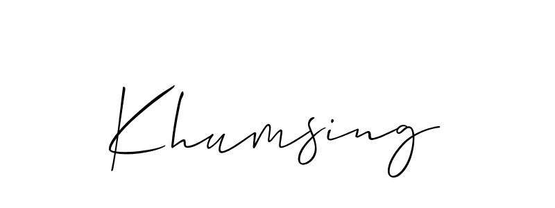 It looks lik you need a new signature style for name Khumsing. Design unique handwritten (Allison_Script) signature with our free signature maker in just a few clicks. Khumsing signature style 2 images and pictures png