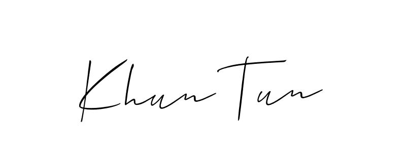 Design your own signature with our free online signature maker. With this signature software, you can create a handwritten (Allison_Script) signature for name Khun Tun. Khun Tun signature style 2 images and pictures png