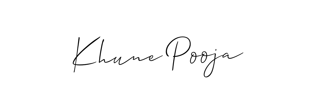 The best way (Allison_Script) to make a short signature is to pick only two or three words in your name. The name Khune Pooja include a total of six letters. For converting this name. Khune Pooja signature style 2 images and pictures png