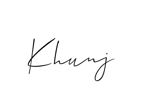 Khunj stylish signature style. Best Handwritten Sign (Allison_Script) for my name. Handwritten Signature Collection Ideas for my name Khunj. Khunj signature style 2 images and pictures png