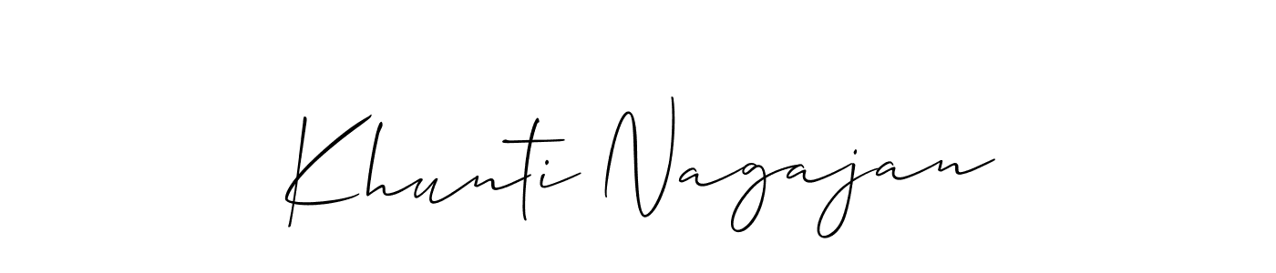 Use a signature maker to create a handwritten signature online. With this signature software, you can design (Allison_Script) your own signature for name Khunti Nagajan. Khunti Nagajan signature style 2 images and pictures png