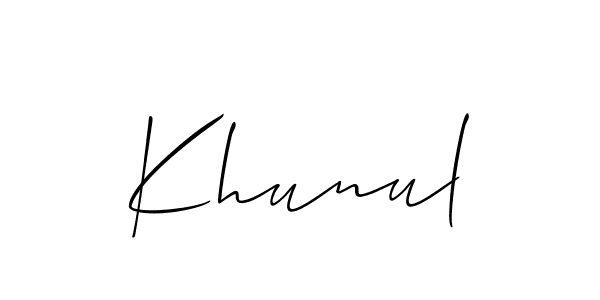 How to make Khunul name signature. Use Allison_Script style for creating short signs online. This is the latest handwritten sign. Khunul signature style 2 images and pictures png