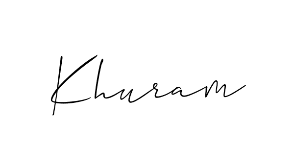 Create a beautiful signature design for name Khuram. With this signature (Allison_Script) fonts, you can make a handwritten signature for free. Khuram signature style 2 images and pictures png