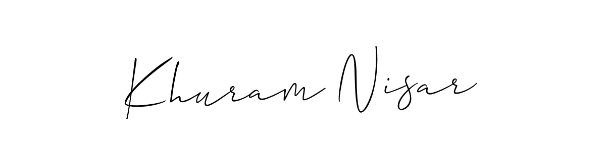 This is the best signature style for the Khuram Nisar name. Also you like these signature font (Allison_Script). Mix name signature. Khuram Nisar signature style 2 images and pictures png