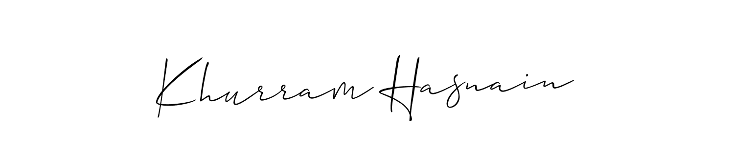 How to make Khurram Hasnain signature? Allison_Script is a professional autograph style. Create handwritten signature for Khurram Hasnain name. Khurram Hasnain signature style 2 images and pictures png