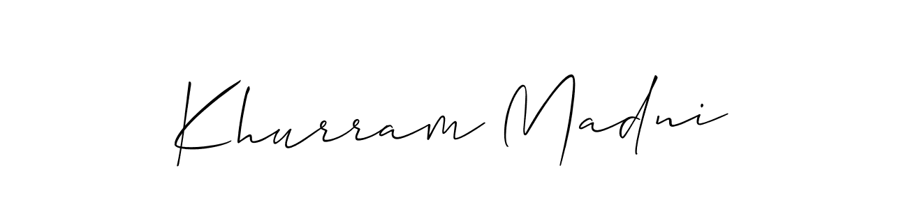 Create a beautiful signature design for name Khurram Madni. With this signature (Allison_Script) fonts, you can make a handwritten signature for free. Khurram Madni signature style 2 images and pictures png