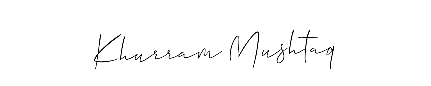 How to Draw Khurram Mushtaq signature style? Allison_Script is a latest design signature styles for name Khurram Mushtaq. Khurram Mushtaq signature style 2 images and pictures png