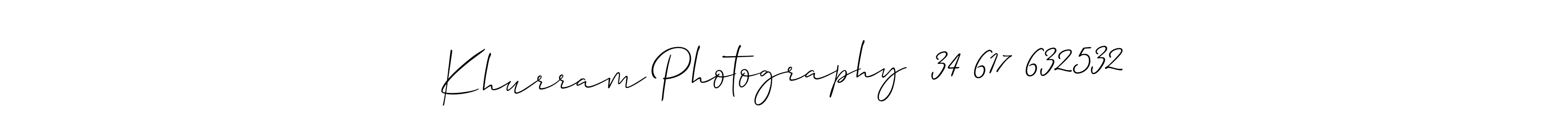 How to make Khurram Photography  34 617 632532 name signature. Use Allison_Script style for creating short signs online. This is the latest handwritten sign. Khurram Photography  34 617 632532 signature style 2 images and pictures png