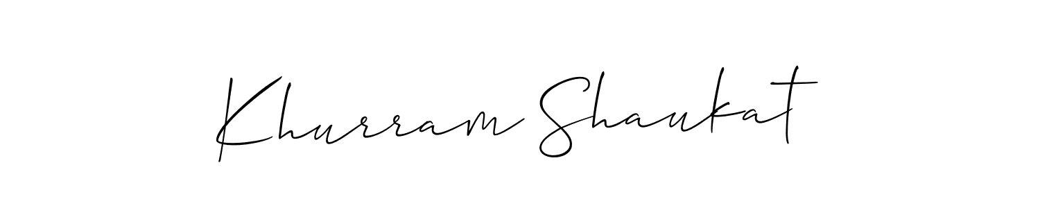 Use a signature maker to create a handwritten signature online. With this signature software, you can design (Allison_Script) your own signature for name Khurram Shaukat. Khurram Shaukat signature style 2 images and pictures png