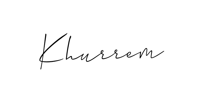 Use a signature maker to create a handwritten signature online. With this signature software, you can design (Allison_Script) your own signature for name Khurrem. Khurrem signature style 2 images and pictures png