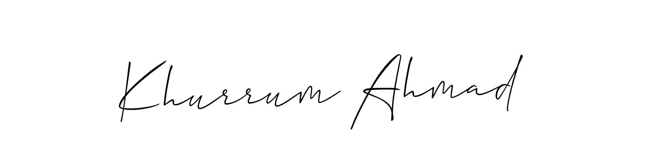 You should practise on your own different ways (Allison_Script) to write your name (Khurrum Ahmad) in signature. don't let someone else do it for you. Khurrum Ahmad signature style 2 images and pictures png