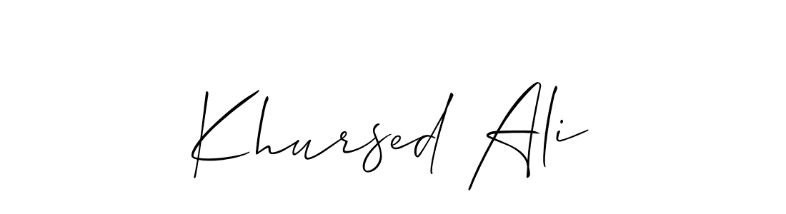 How to Draw Khursed Ali signature style? Allison_Script is a latest design signature styles for name Khursed Ali. Khursed Ali signature style 2 images and pictures png