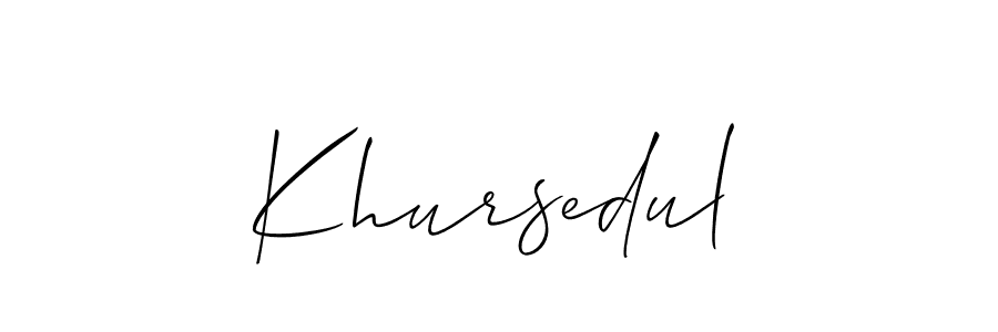 Design your own signature with our free online signature maker. With this signature software, you can create a handwritten (Allison_Script) signature for name Khursedul. Khursedul signature style 2 images and pictures png