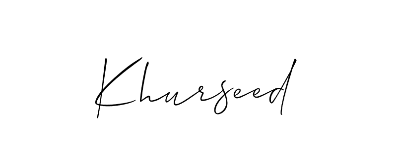 Create a beautiful signature design for name Khurseed. With this signature (Allison_Script) fonts, you can make a handwritten signature for free. Khurseed signature style 2 images and pictures png