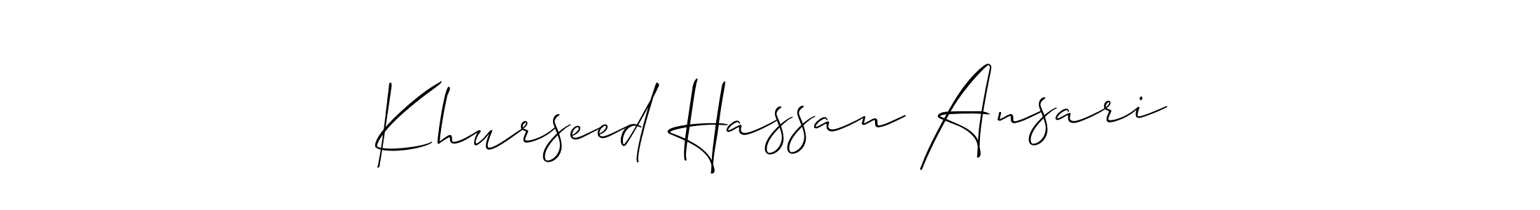 Use a signature maker to create a handwritten signature online. With this signature software, you can design (Allison_Script) your own signature for name Khurseed Hassan Ansari. Khurseed Hassan Ansari signature style 2 images and pictures png