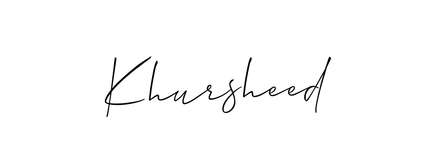 if you are searching for the best signature style for your name Khursheed. so please give up your signature search. here we have designed multiple signature styles  using Allison_Script. Khursheed signature style 2 images and pictures png
