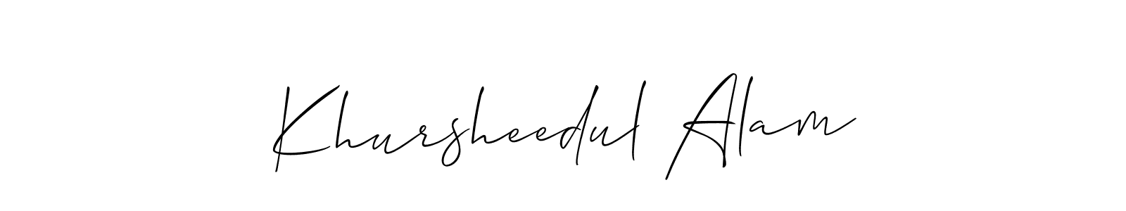 How to make Khursheedul Alam name signature. Use Allison_Script style for creating short signs online. This is the latest handwritten sign. Khursheedul Alam signature style 2 images and pictures png