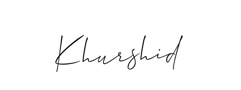 Allison_Script is a professional signature style that is perfect for those who want to add a touch of class to their signature. It is also a great choice for those who want to make their signature more unique. Get Khurshid name to fancy signature for free. Khurshid signature style 2 images and pictures png