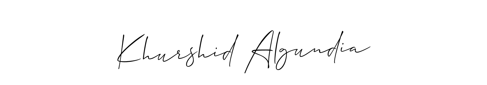 Allison_Script is a professional signature style that is perfect for those who want to add a touch of class to their signature. It is also a great choice for those who want to make their signature more unique. Get Khurshid Algundia name to fancy signature for free. Khurshid Algundia signature style 2 images and pictures png