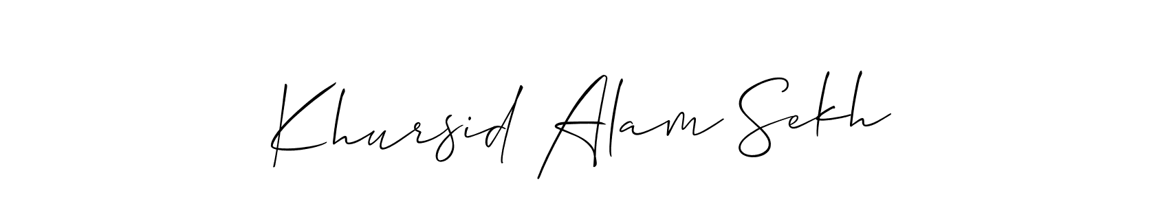 Also You can easily find your signature by using the search form. We will create Khursid Alam Sekh name handwritten signature images for you free of cost using Allison_Script sign style. Khursid Alam Sekh signature style 2 images and pictures png