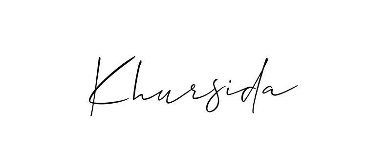 Also we have Khursida name is the best signature style. Create professional handwritten signature collection using Allison_Script autograph style. Khursida signature style 2 images and pictures png