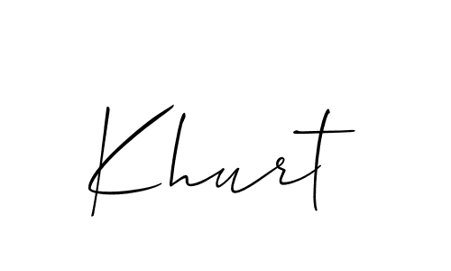 if you are searching for the best signature style for your name Khurt. so please give up your signature search. here we have designed multiple signature styles  using Allison_Script. Khurt signature style 2 images and pictures png