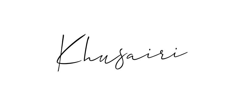 The best way (Allison_Script) to make a short signature is to pick only two or three words in your name. The name Khusairi include a total of six letters. For converting this name. Khusairi signature style 2 images and pictures png