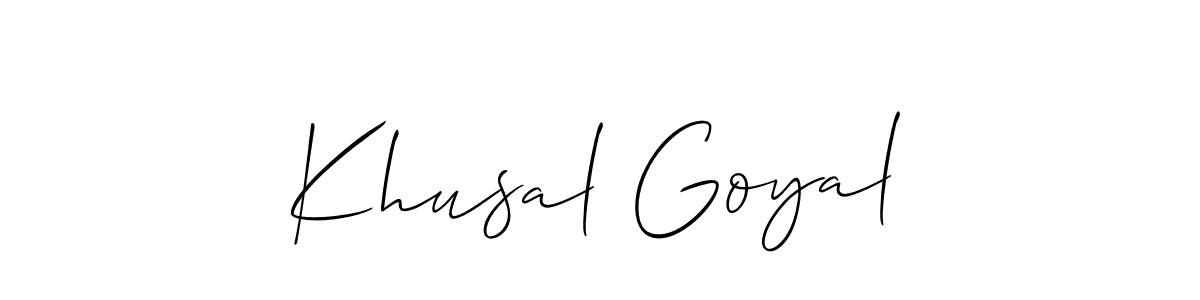 It looks lik you need a new signature style for name Khusal Goyal. Design unique handwritten (Allison_Script) signature with our free signature maker in just a few clicks. Khusal Goyal signature style 2 images and pictures png