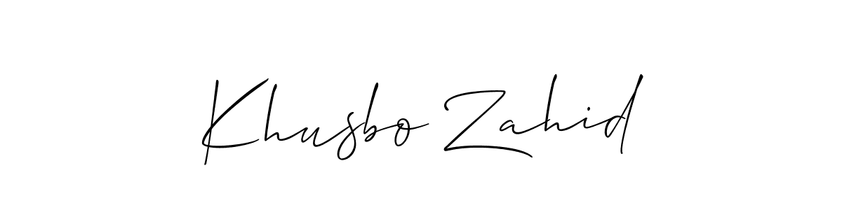 if you are searching for the best signature style for your name Khusbo Zahid. so please give up your signature search. here we have designed multiple signature styles  using Allison_Script. Khusbo Zahid signature style 2 images and pictures png