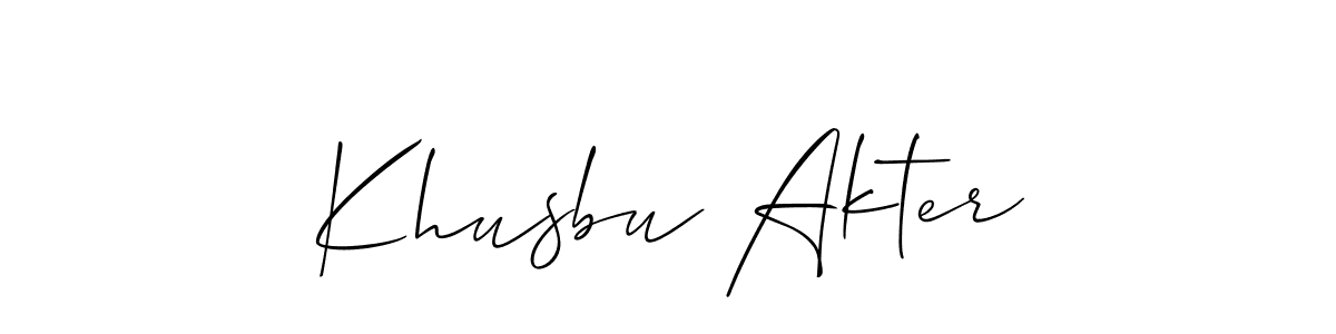 Create a beautiful signature design for name Khusbu Akter. With this signature (Allison_Script) fonts, you can make a handwritten signature for free. Khusbu Akter signature style 2 images and pictures png