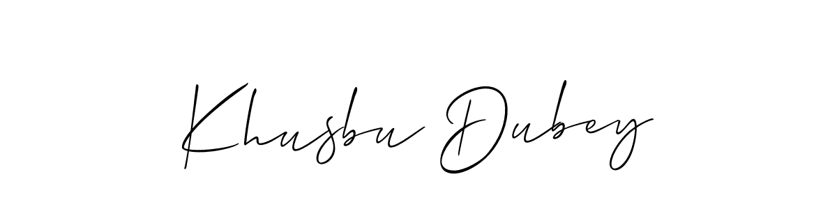 It looks lik you need a new signature style for name Khusbu Dubey. Design unique handwritten (Allison_Script) signature with our free signature maker in just a few clicks. Khusbu Dubey signature style 2 images and pictures png