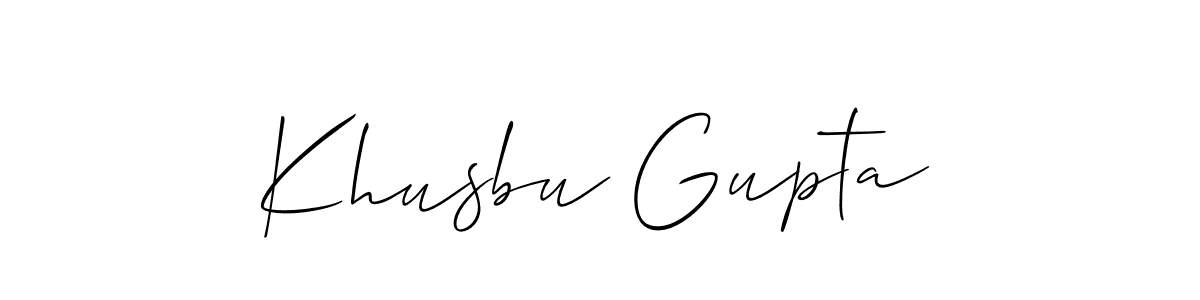 Allison_Script is a professional signature style that is perfect for those who want to add a touch of class to their signature. It is also a great choice for those who want to make their signature more unique. Get Khusbu Gupta name to fancy signature for free. Khusbu Gupta signature style 2 images and pictures png