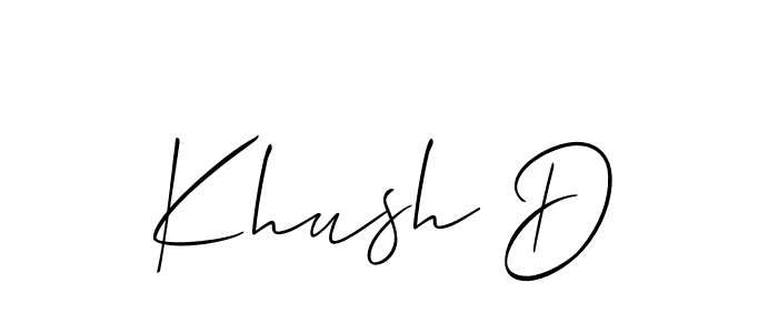 Design your own signature with our free online signature maker. With this signature software, you can create a handwritten (Allison_Script) signature for name Khush D. Khush D signature style 2 images and pictures png
