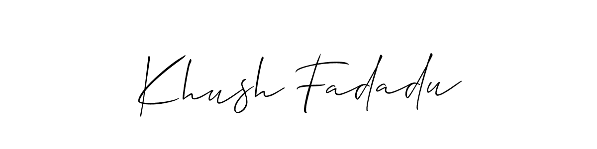 if you are searching for the best signature style for your name Khush Fadadu. so please give up your signature search. here we have designed multiple signature styles  using Allison_Script. Khush Fadadu signature style 2 images and pictures png