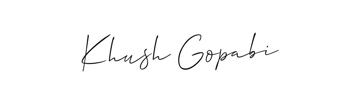 Create a beautiful signature design for name Khush Gopabi. With this signature (Allison_Script) fonts, you can make a handwritten signature for free. Khush Gopabi signature style 2 images and pictures png