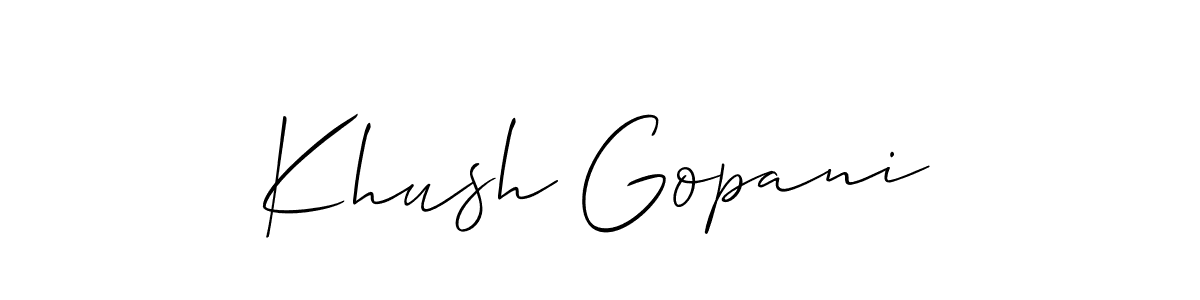 Also You can easily find your signature by using the search form. We will create Khush Gopani name handwritten signature images for you free of cost using Allison_Script sign style. Khush Gopani signature style 2 images and pictures png