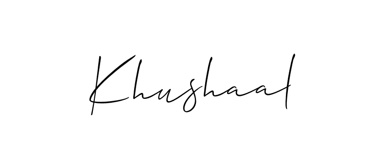 Khushaal stylish signature style. Best Handwritten Sign (Allison_Script) for my name. Handwritten Signature Collection Ideas for my name Khushaal. Khushaal signature style 2 images and pictures png