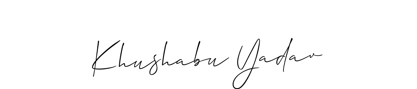 Also You can easily find your signature by using the search form. We will create Khushabu Yadav name handwritten signature images for you free of cost using Allison_Script sign style. Khushabu Yadav signature style 2 images and pictures png