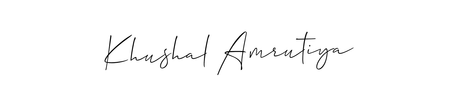 Also You can easily find your signature by using the search form. We will create Khushal Amrutiya name handwritten signature images for you free of cost using Allison_Script sign style. Khushal Amrutiya signature style 2 images and pictures png