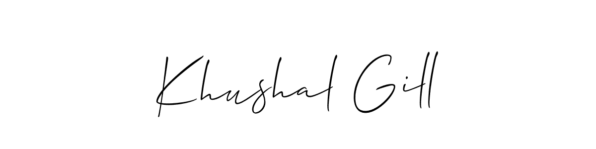 The best way (Allison_Script) to make a short signature is to pick only two or three words in your name. The name Khushal Gill include a total of six letters. For converting this name. Khushal Gill signature style 2 images and pictures png